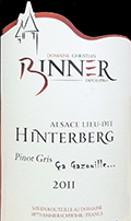 クリスチャン・ビネール・ピノ・グリ・ザ・ガズイ・ヒンテルベルグ・ノン・フィルトレ2011