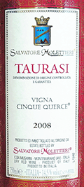 サルヴァトーレ・モレッティエーリ・タウラージ・ヴィーニャ・チンクエ・クエルチェ2008