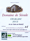 ドメーヌ・ド・セウル・ヴァン・ド・ターブル・デ・フランス・ブラン2015 3L